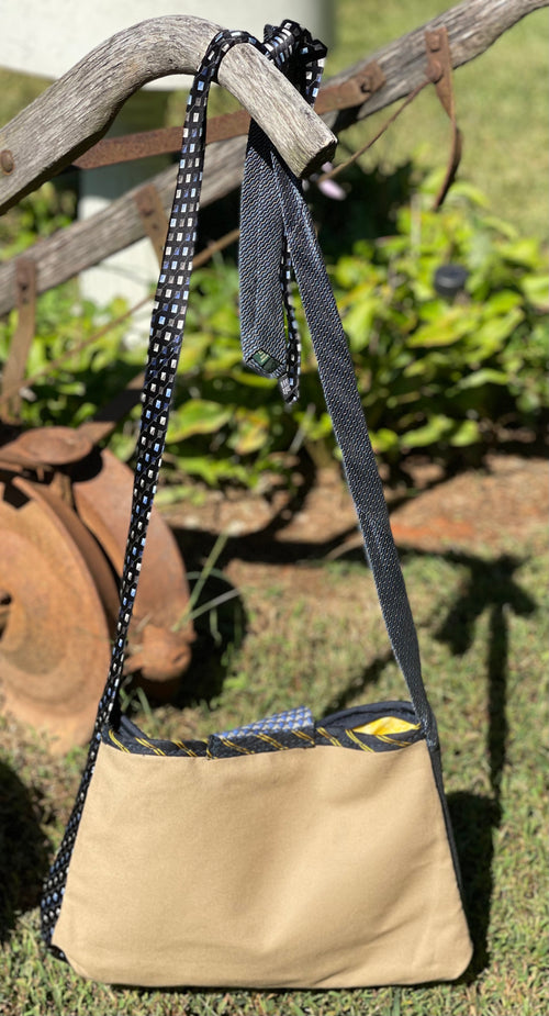 Blue & Gold Upcycled Tie Purse