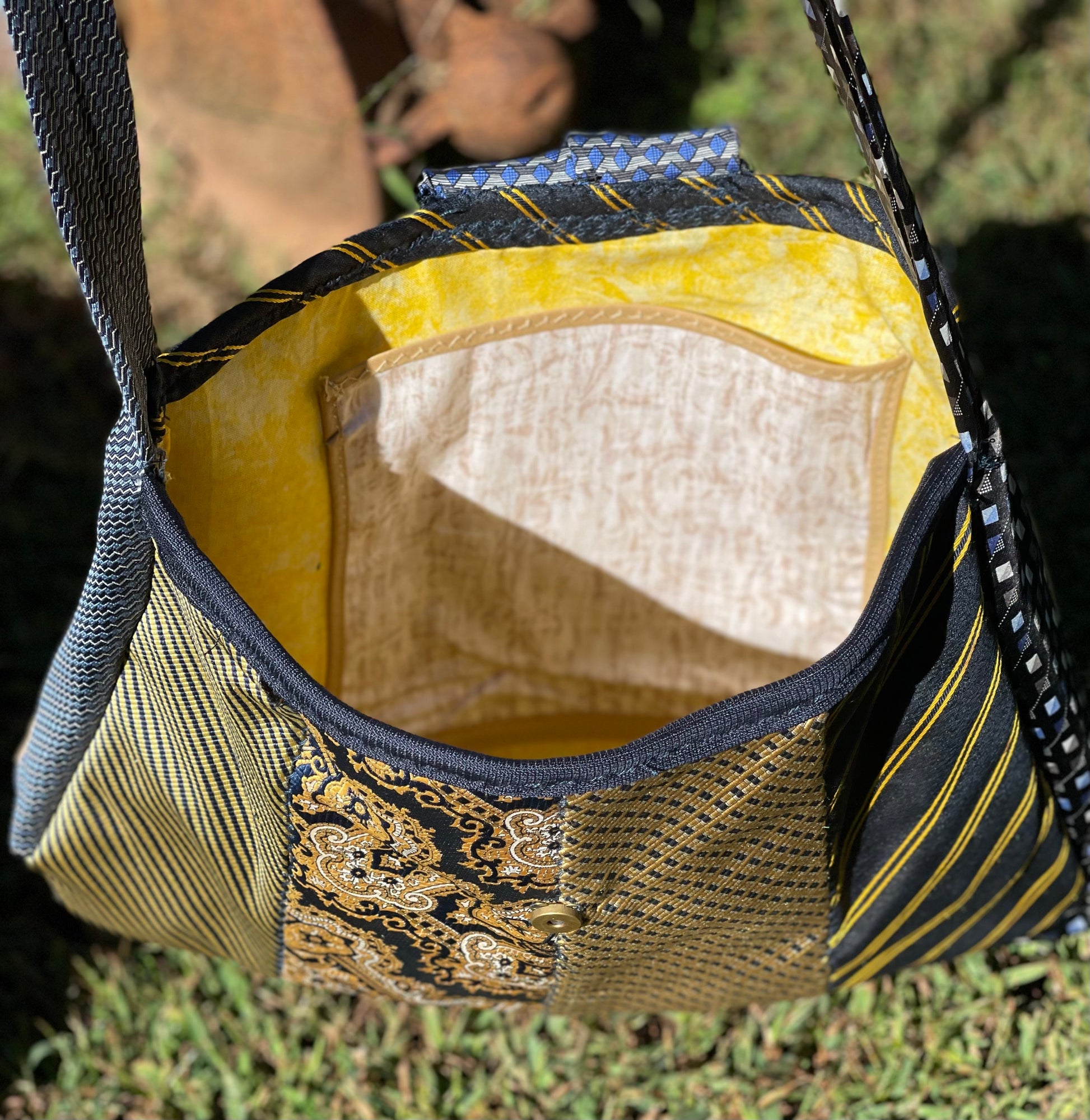 Blue & Gold Upcycled Tie Purse