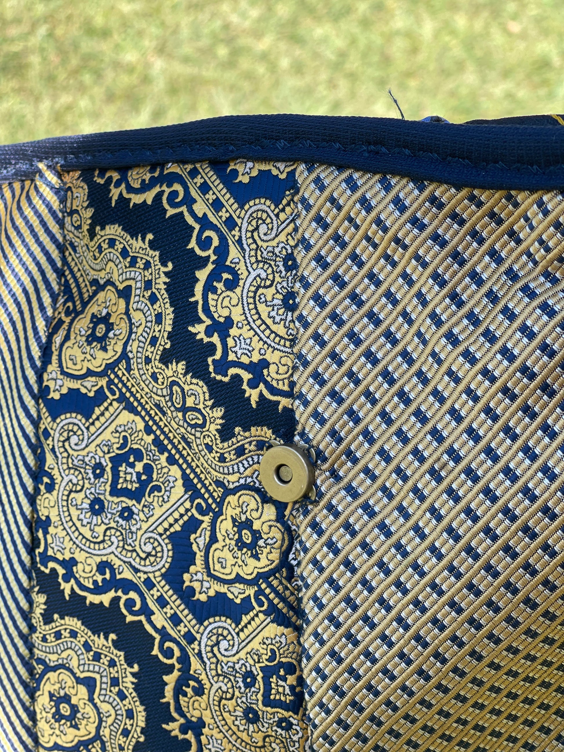 Blue & Gold Upcycled Tie Purse