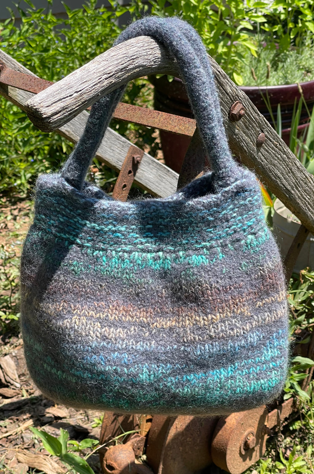 Hand-Knit Felted Wool & Silk Purse — Cozy Luxe Artisan Bag