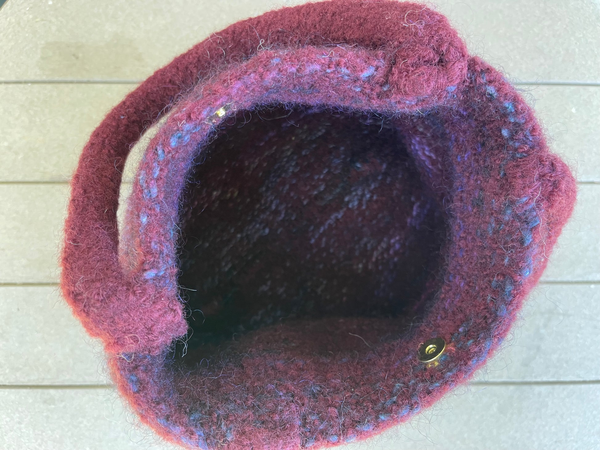 Hand-Felted Wool & Silk Purse — Deep Wine Artisan Bag